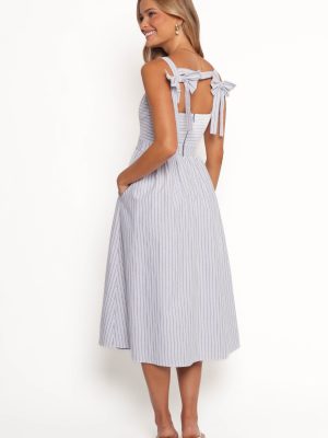 Johanna Midi Dress - Grey/White