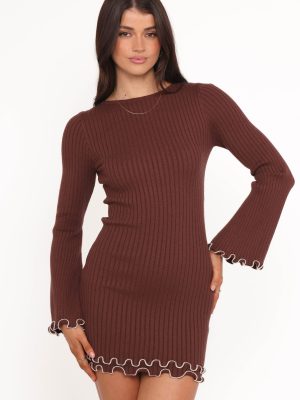 Jovan Long Sleeve Mini Dress - Mocha/Beige