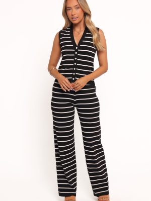 Juna Knitted Pant Set - Black White Stripe