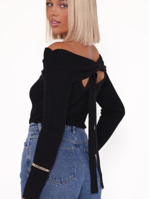 Junia Tie Back Knit Top - Black
