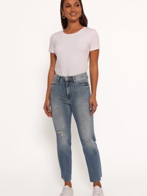 Just Black Distressed Slim Leg Jean - Light Denim