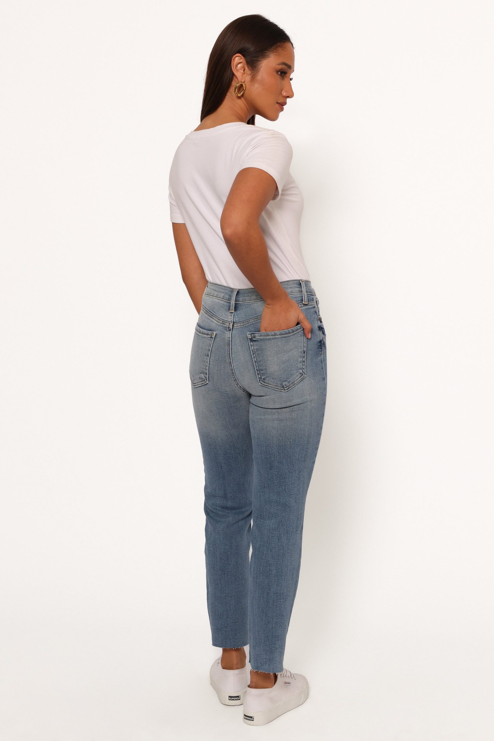 Just Black Distressed Slim Leg Jean - Light Denim - Image 5