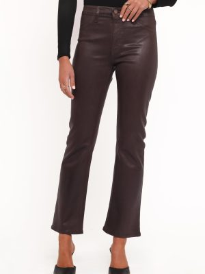 Kalindi Coated Cropped Bootcut Jean - Espresso