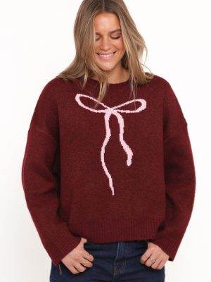 Kaori Bow Sweater - Burgundy