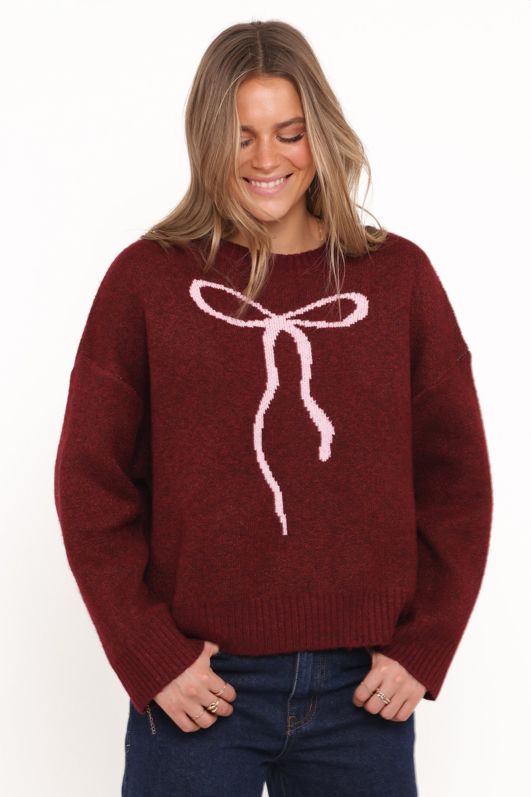 Kaori Bow Sweater - Burgundy