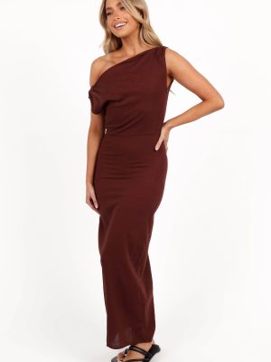 Kassie Off Shoulder Dress - Chocolate Brown