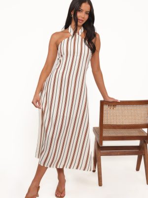 Katherine Midi Dress - Brown Stripe