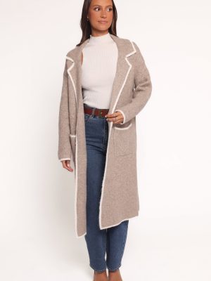Katia Contrast Trim Coatigan - Beige