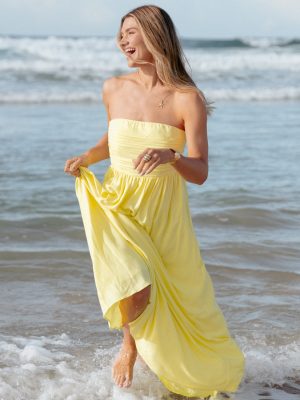 Kayt Strapless Dress - Butter Yellow