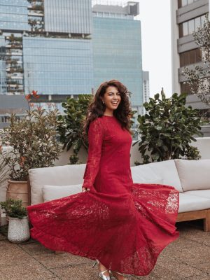 Keani Long Sleeve Maxi Dress - Red