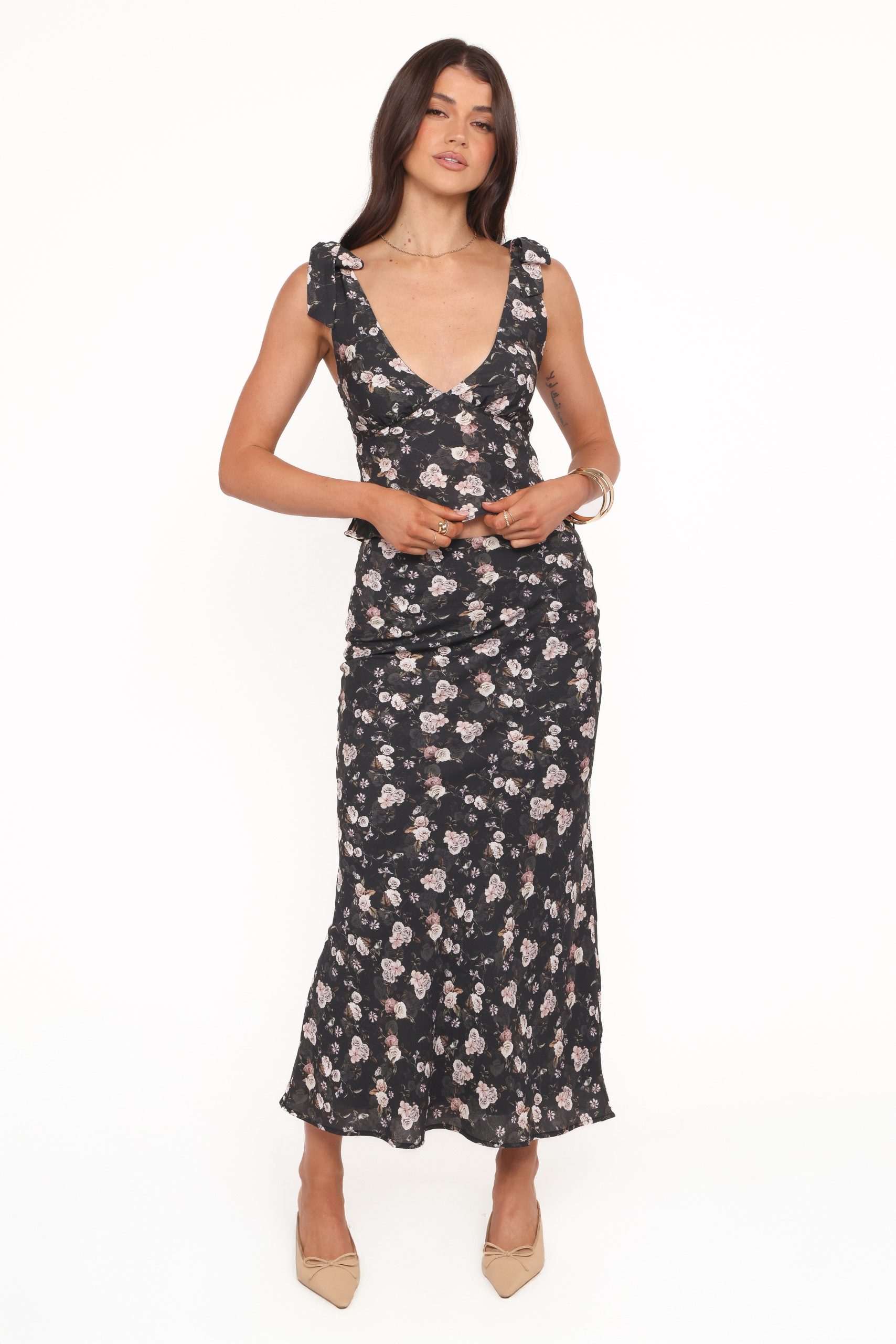 Kedra Tie Shoulder Top - Dark Floral - Image 5