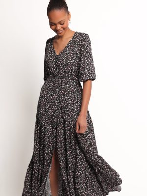Kelda Dress - Black Rosebud Floral