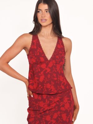 Kelso Top - Burgundy Floral