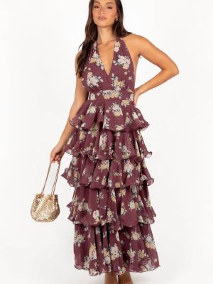 Kendall Maxi Halterneck Dress - Dark Wine