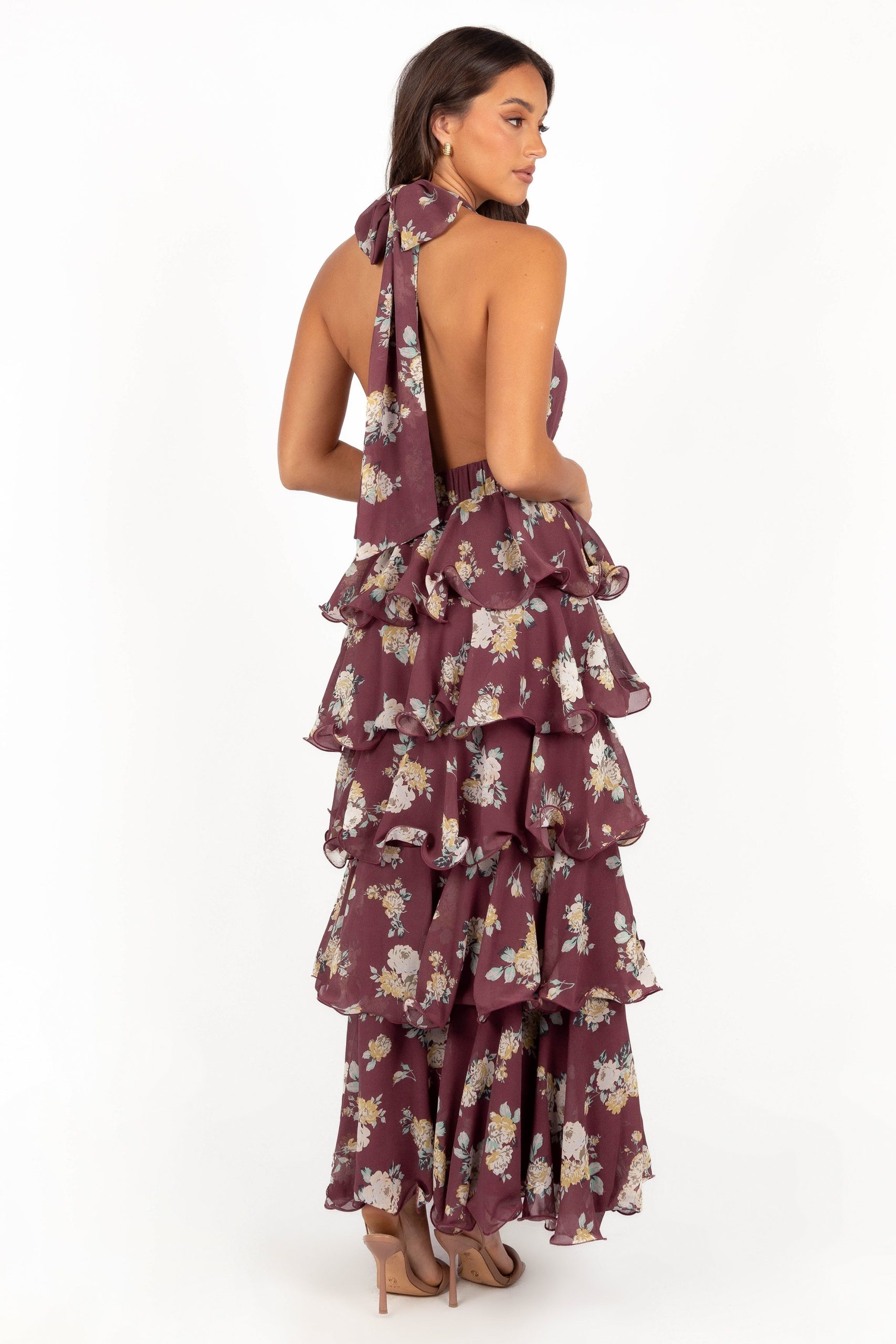 Kendall Maxi Halterneck Dress - Dark Wine - Image 4