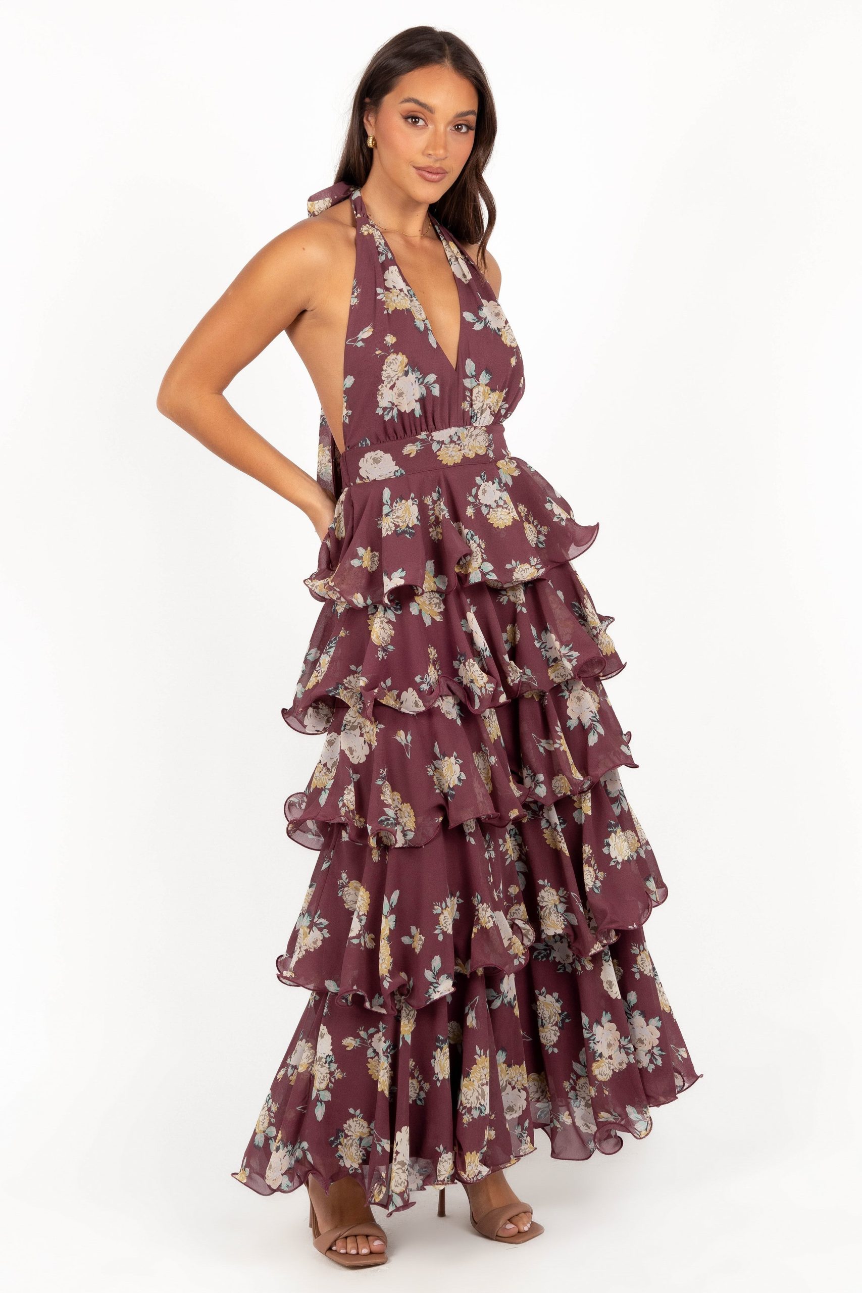 Kendall Maxi Halterneck Dress - Dark Wine - Image 5