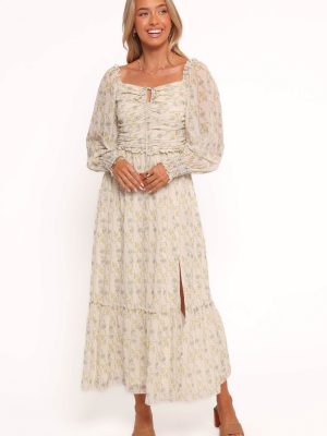 Keziah Long Sleeve Maxi Dress - Yellow Floral