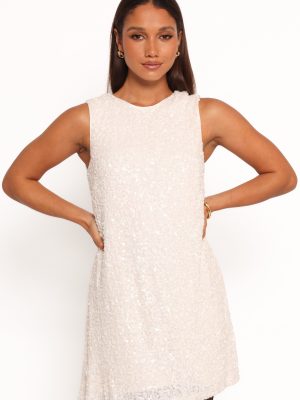 Kezie Sequin Mini Dress - Cream