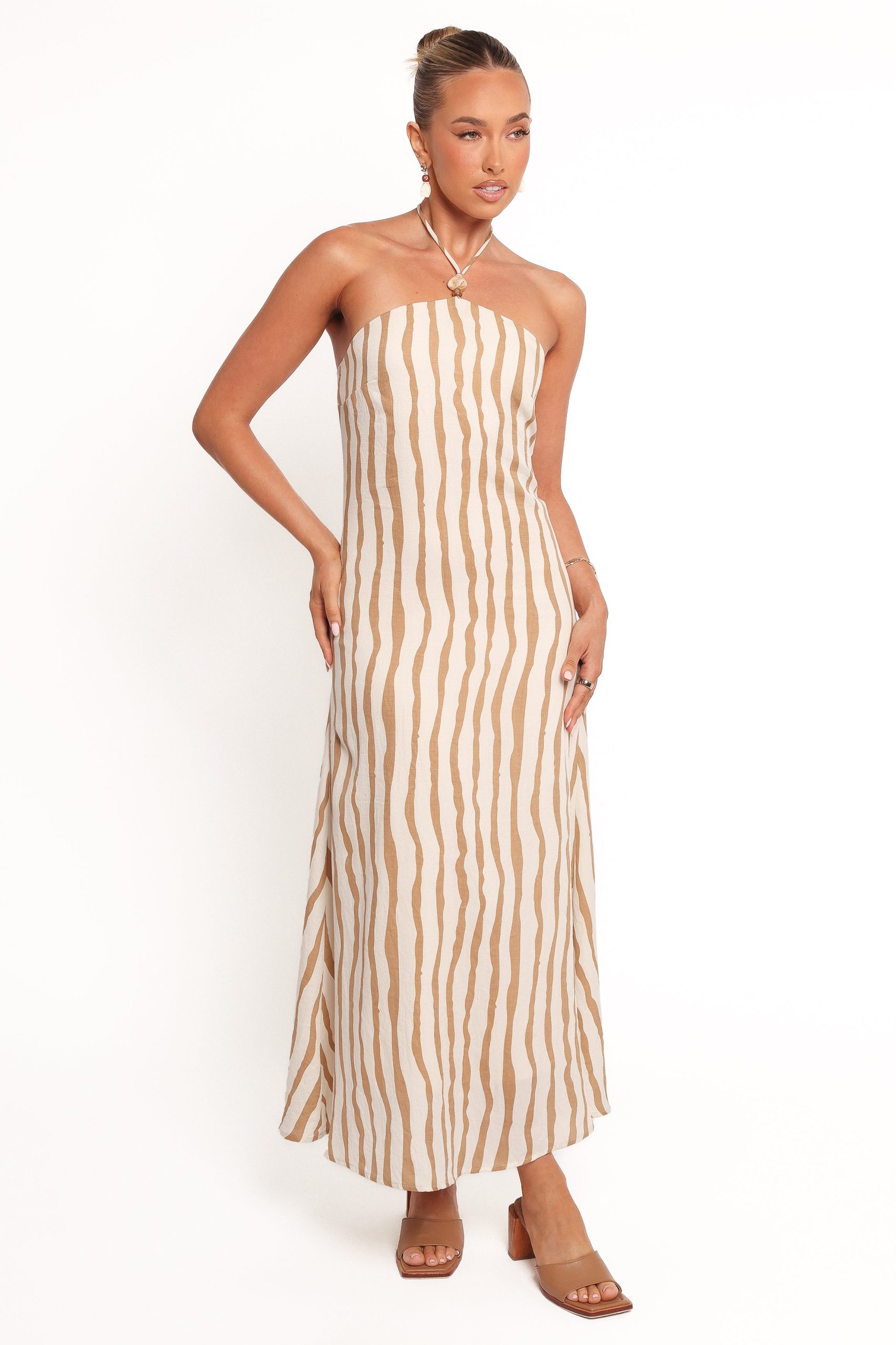 Kim Halter Maxi Dress - Tan Stripe - Image 7