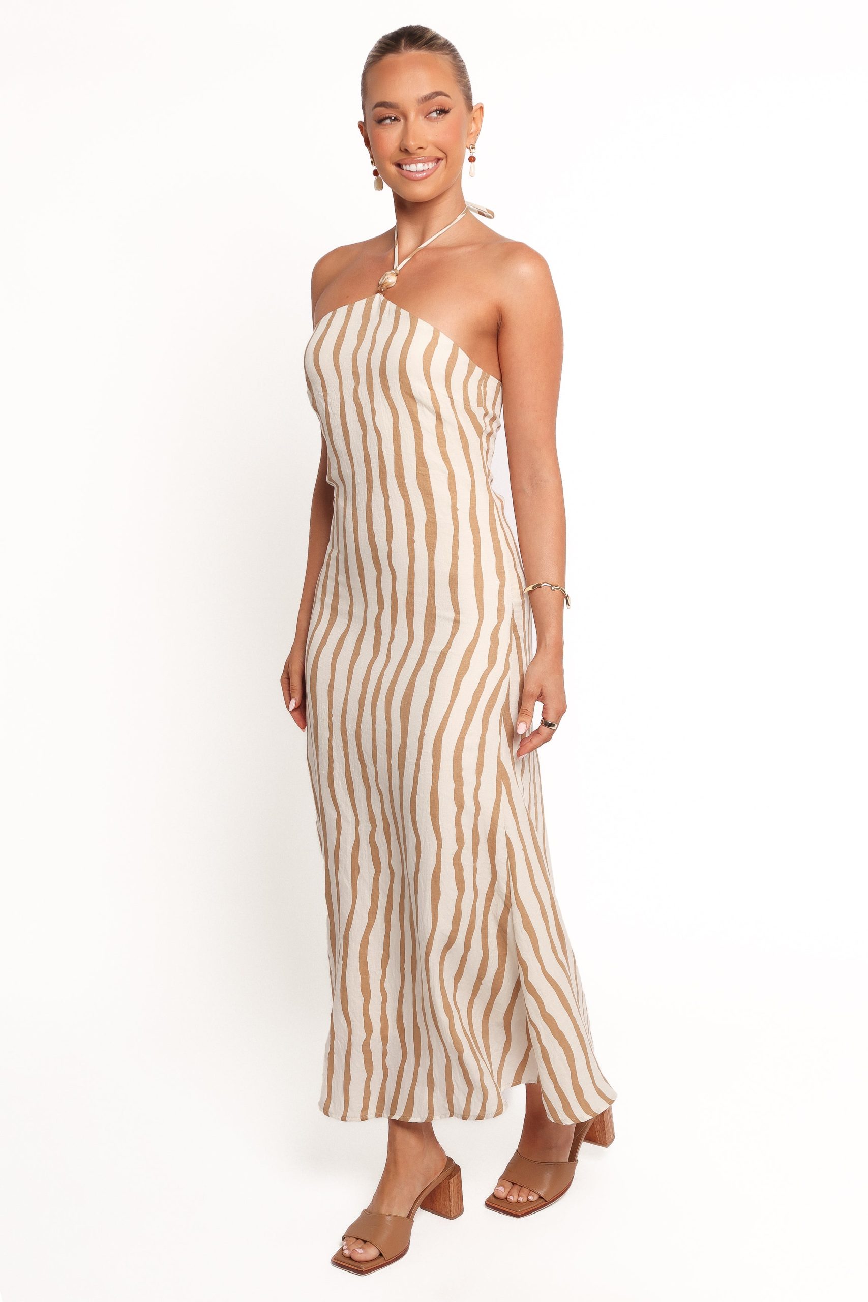 Kim Halter Maxi Dress - Tan Stripe - Image 6