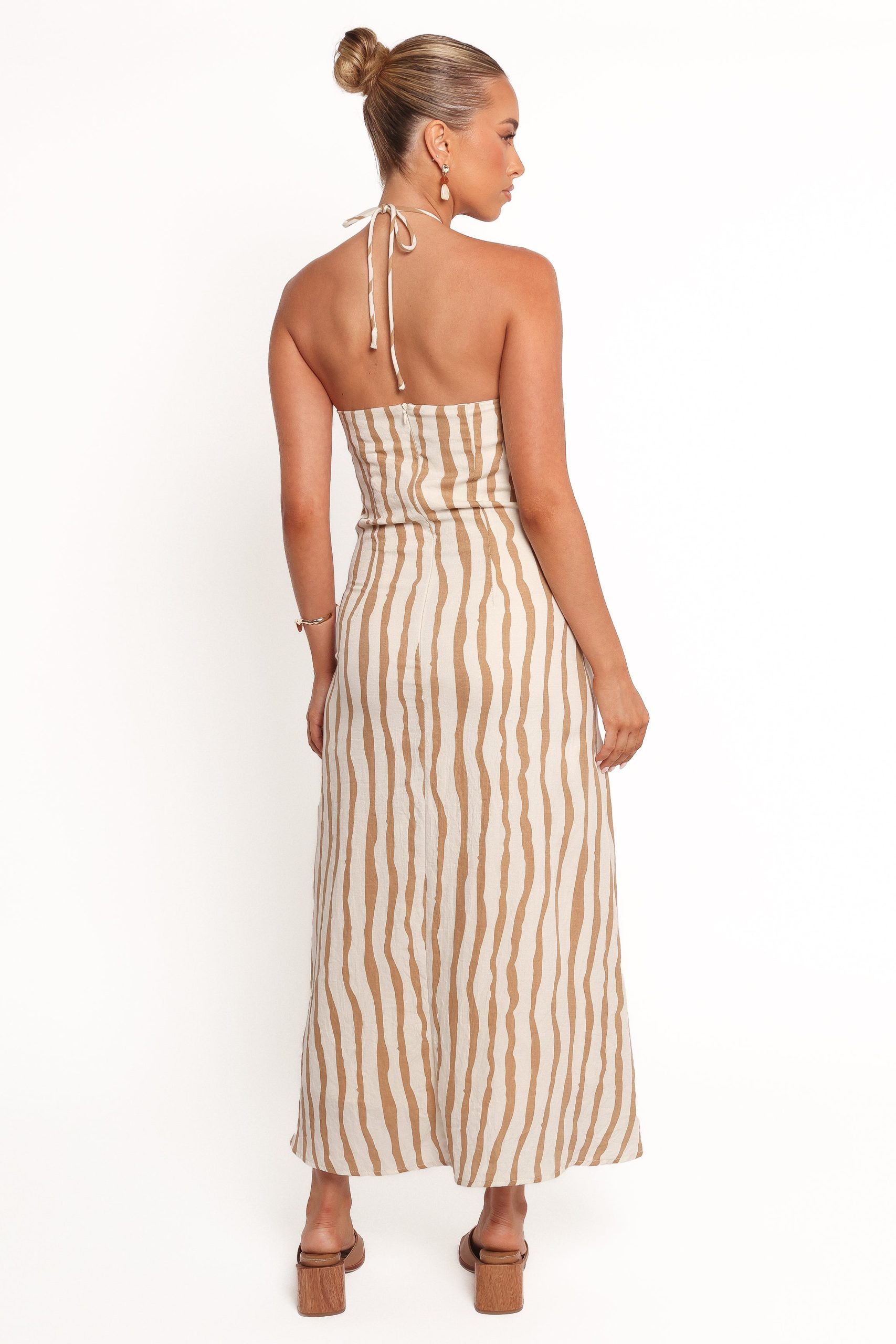 Kim Halter Maxi Dress - Tan Stripe - Image 5