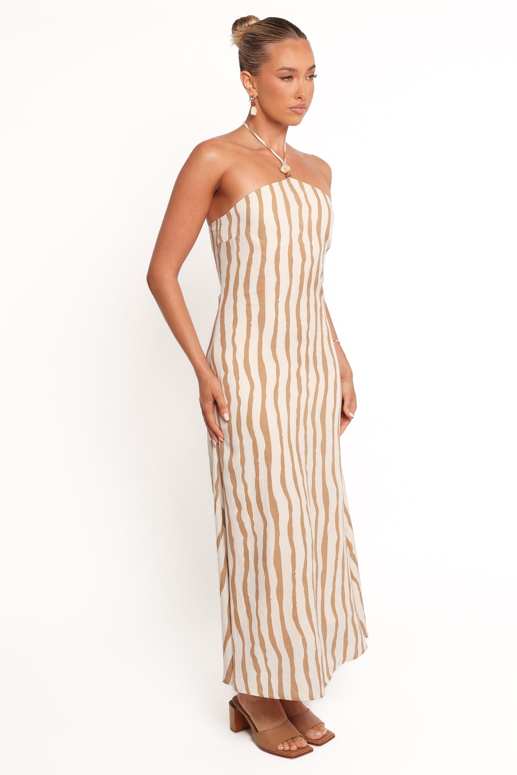 Kim Halter Maxi Dress - Tan Stripe - Image 4
