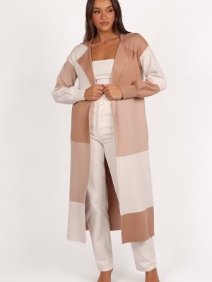 Kingston Large Check Long Cardigan - Beige Check
