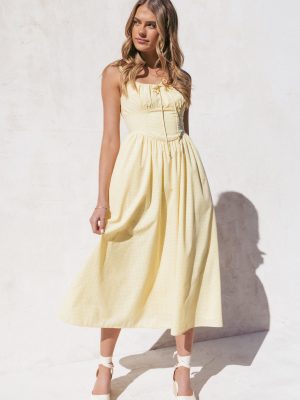 Kinslee Midi Dress - Yellow Gingham