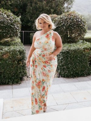 Kleo One Shoulder Maxi Dress - Yellow Floral