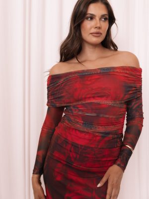 Koa Off Shoulder Top - Rose Print