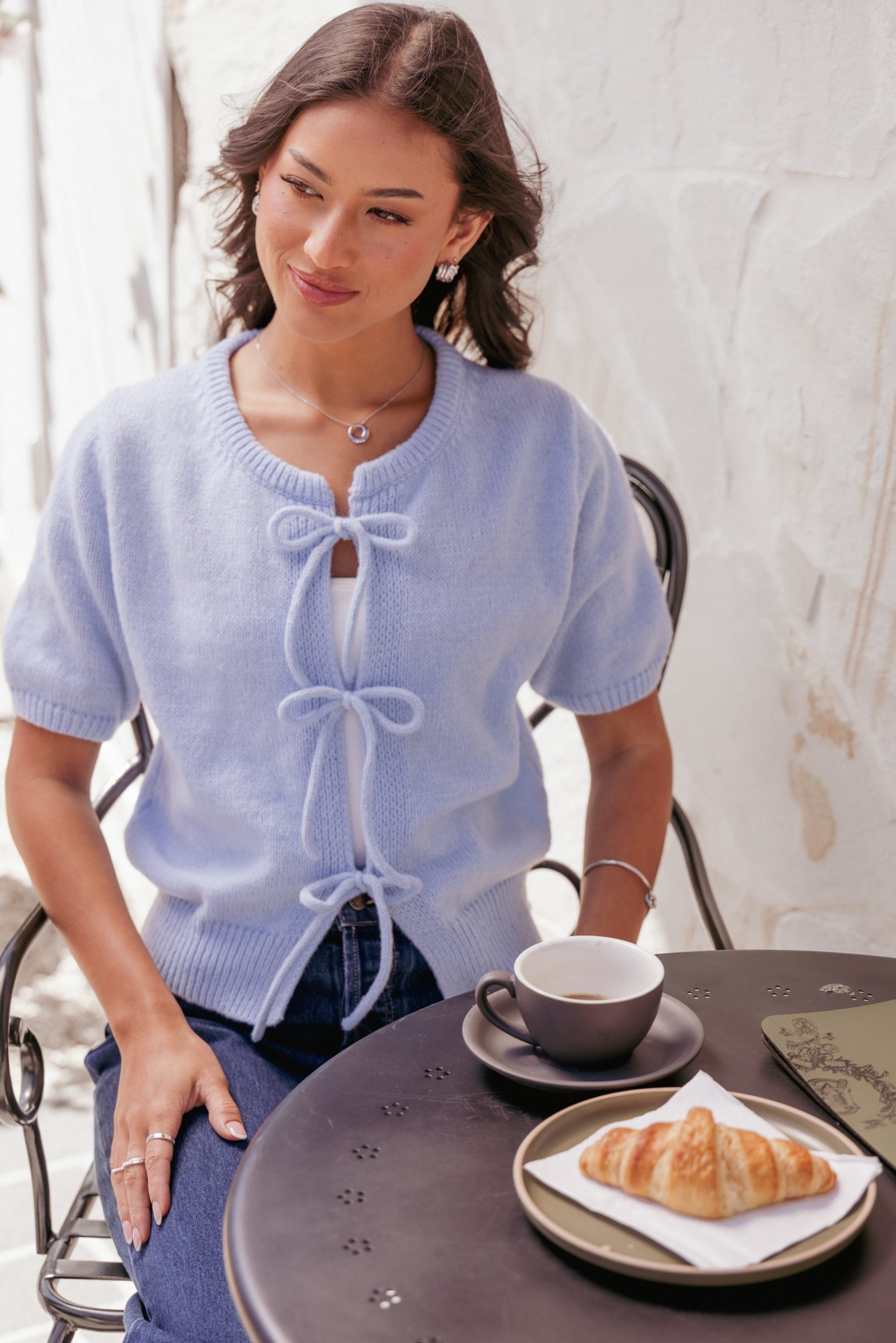 Koskie Tie Knit Top - Blue