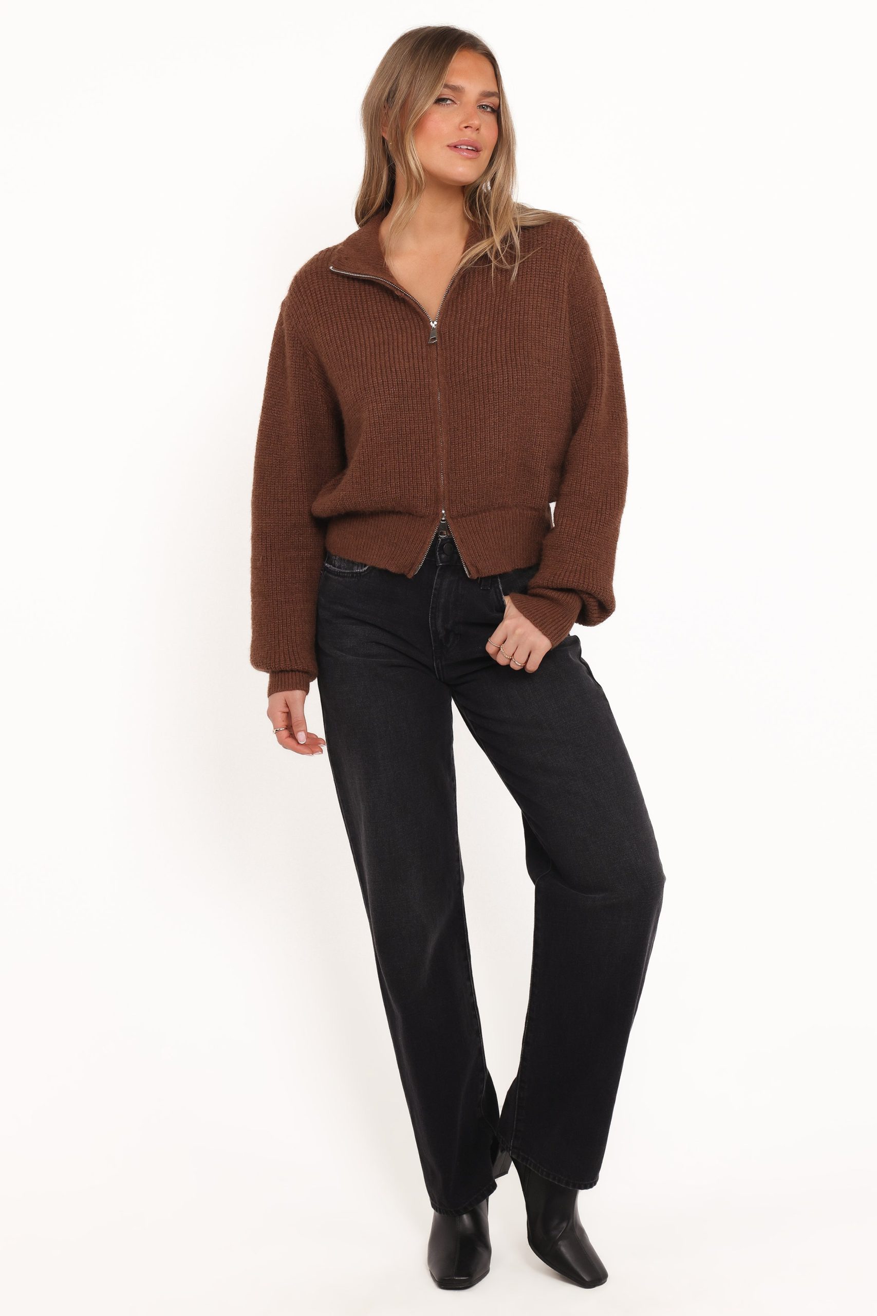 Kourtney Zip Cardigan - Brown - Image 7