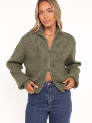 Kourtney Zip Cardigan - Olive