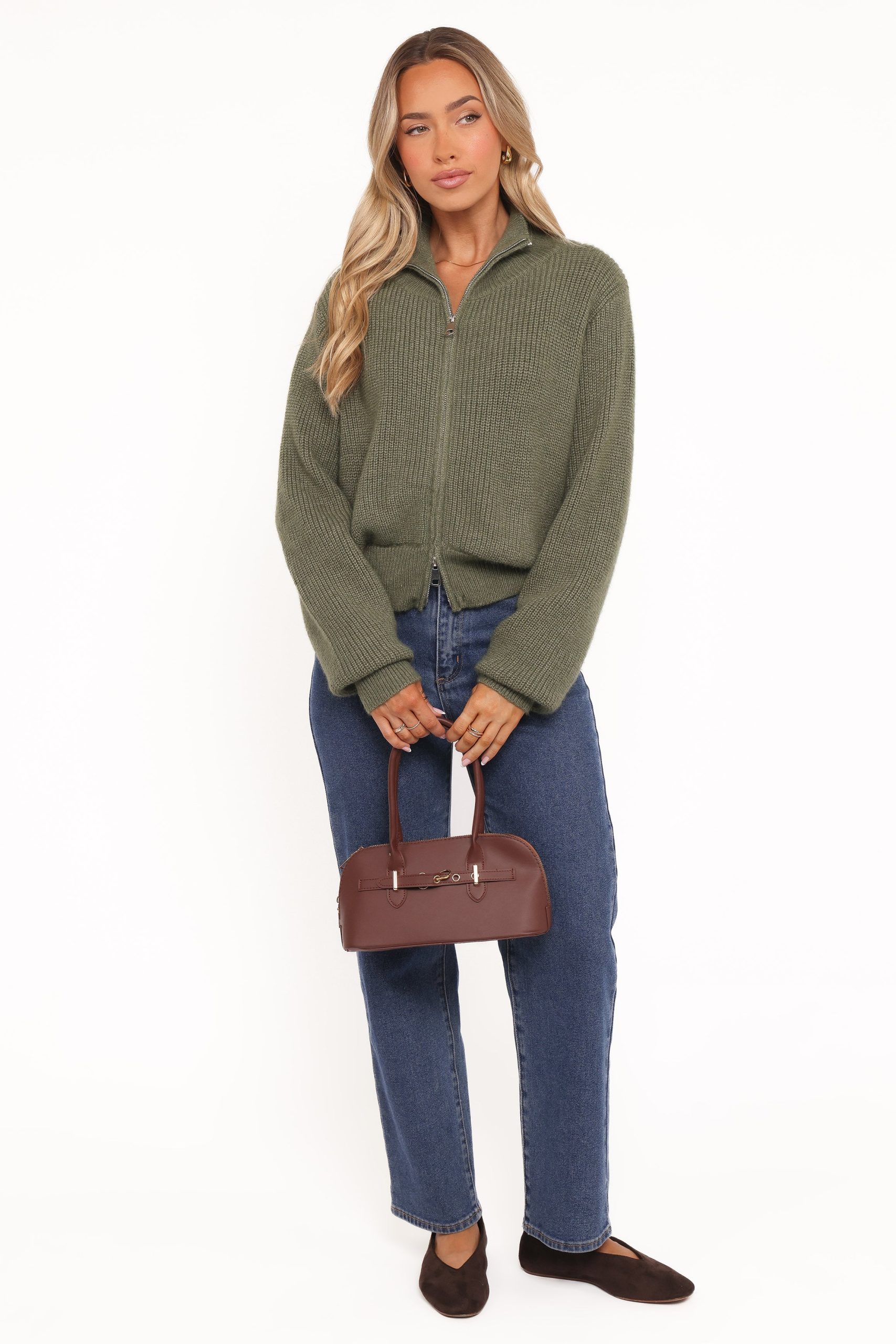 Kourtney Zip Cardigan - Olive - Image 6