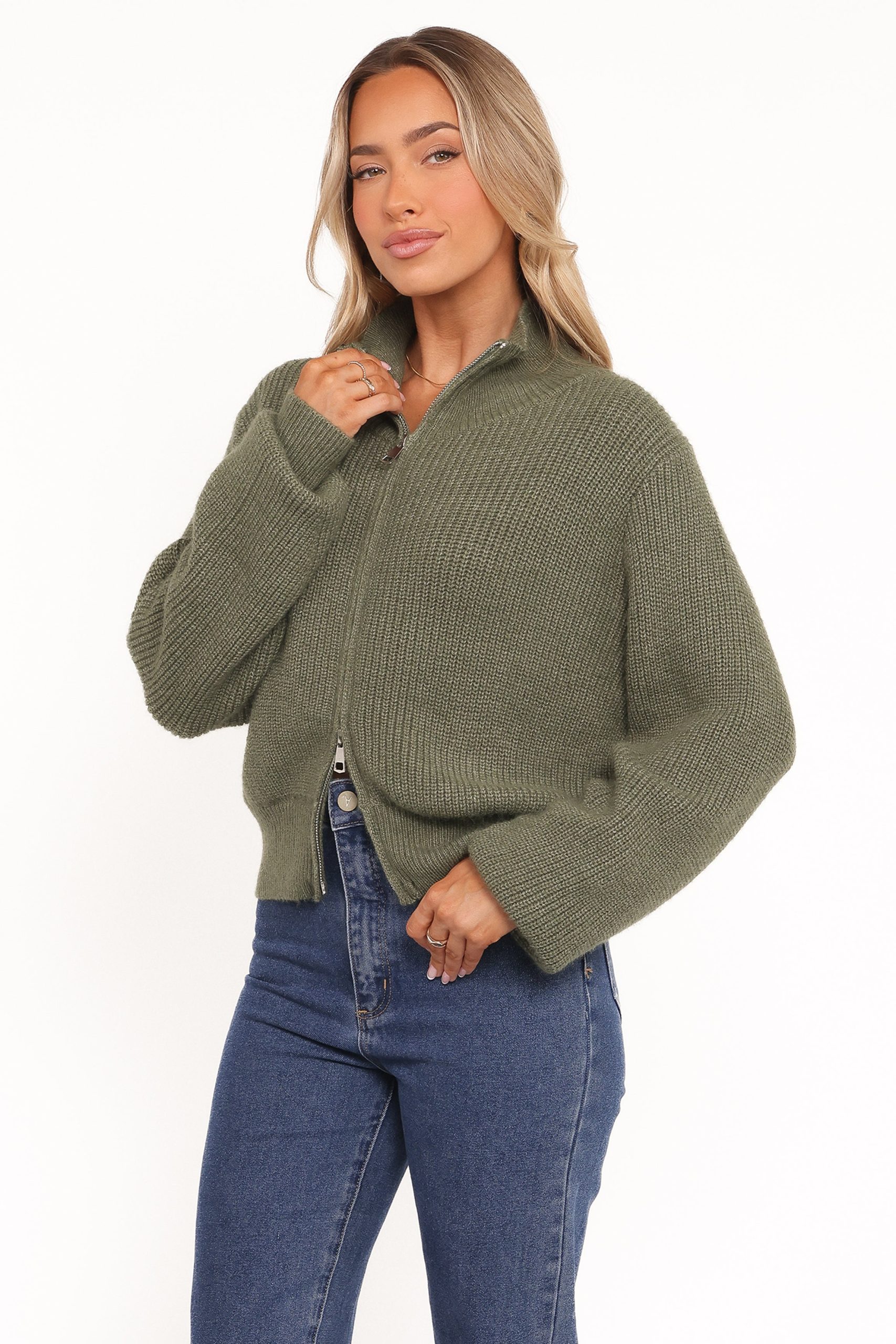 Kourtney Zip Cardigan - Olive - Image 3