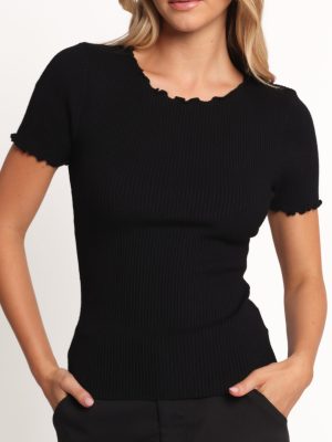 Kya Short Sleeve Knit Top - Black