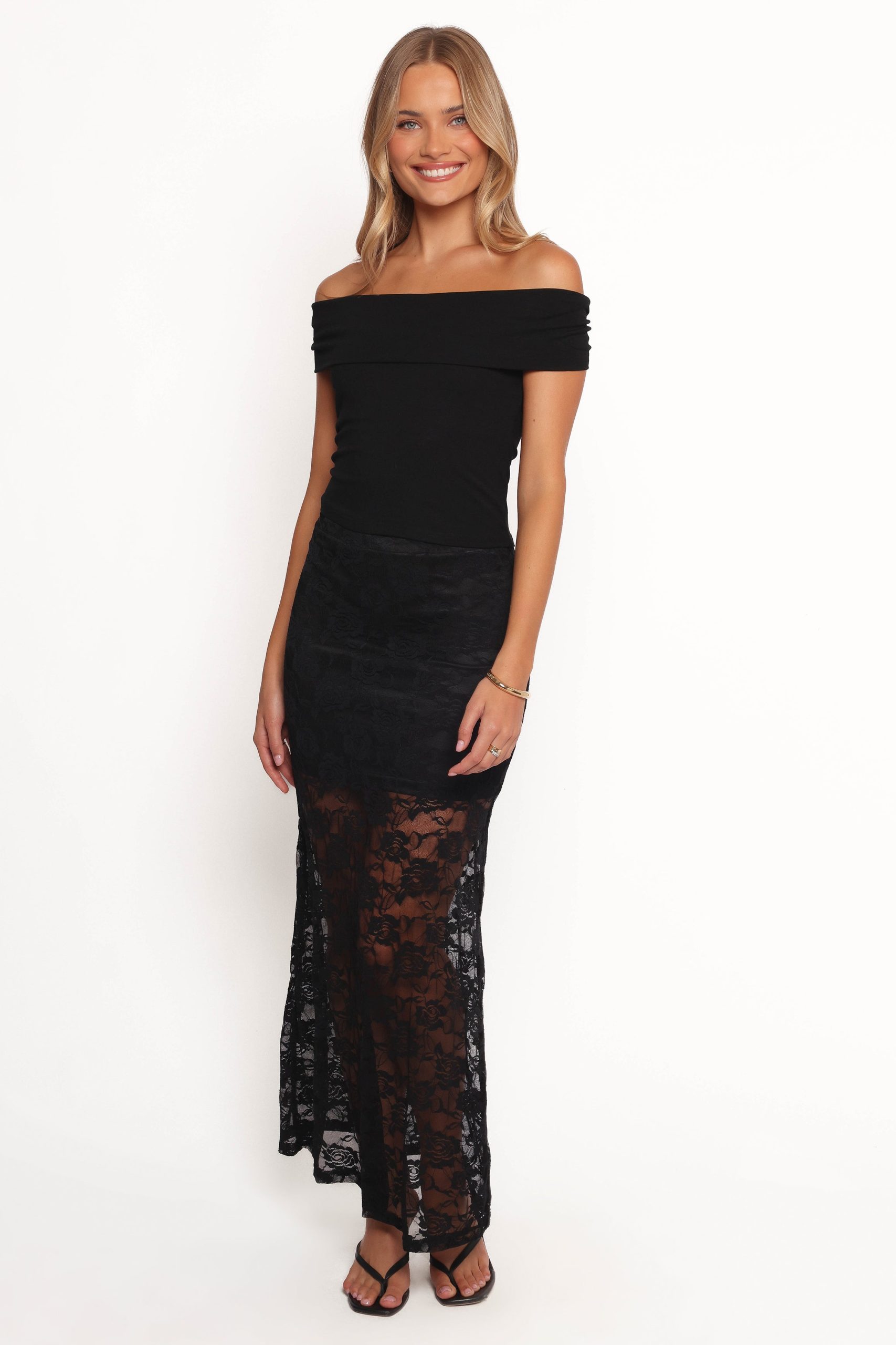 Laken Sheer Lace Maxi Skirt - Black - Image 5