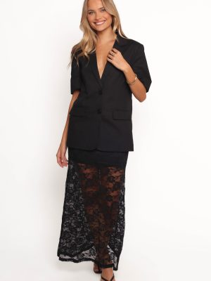 Laken Sheer Lace Maxi Skirt - Black