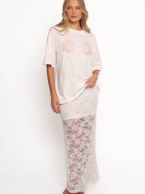 Laken Sheer Lace Maxi Skirt - White