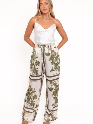 Lara Wide Leg Pants - Olive Print