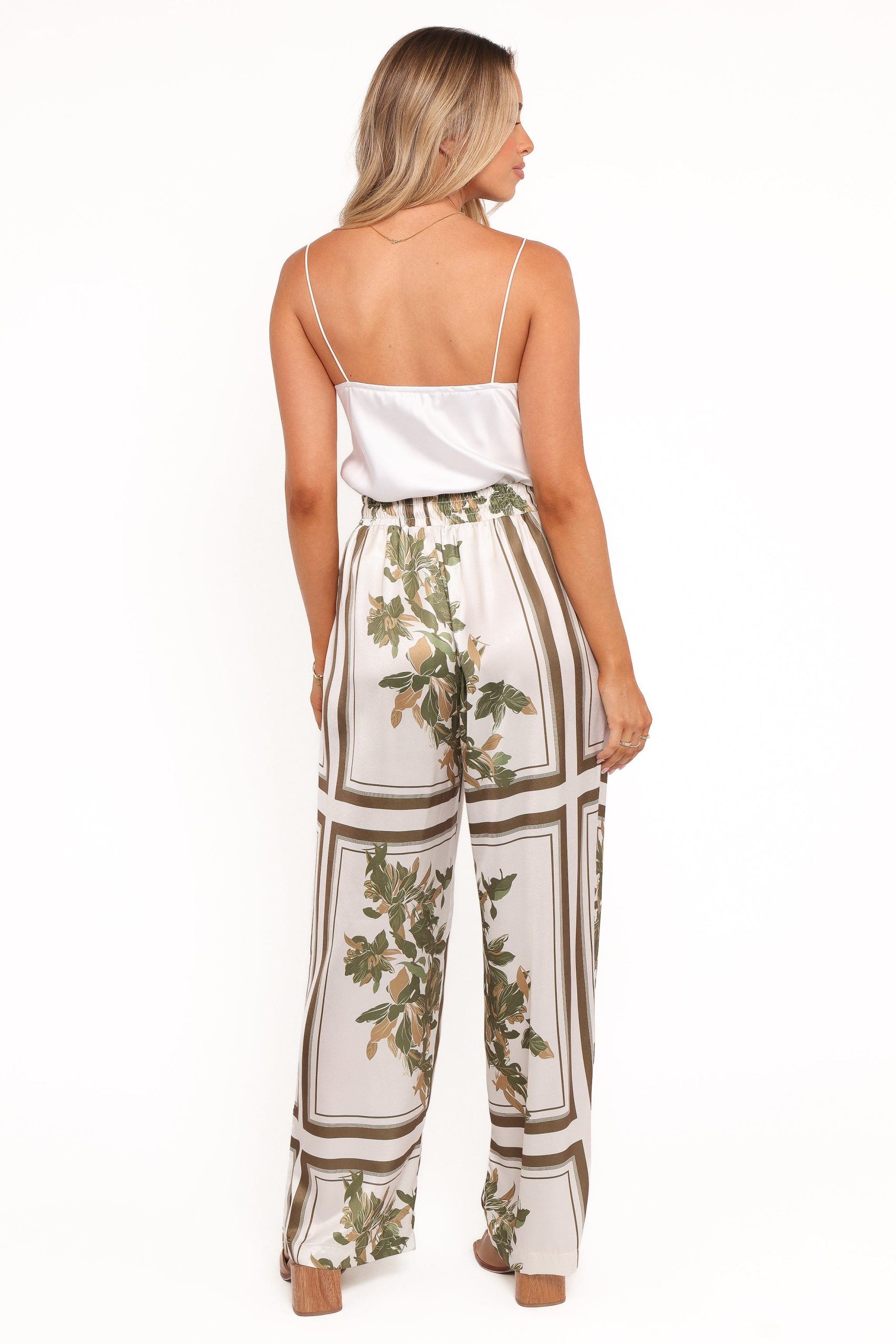 Lara Wide Leg Pants - Olive Print - Image 4