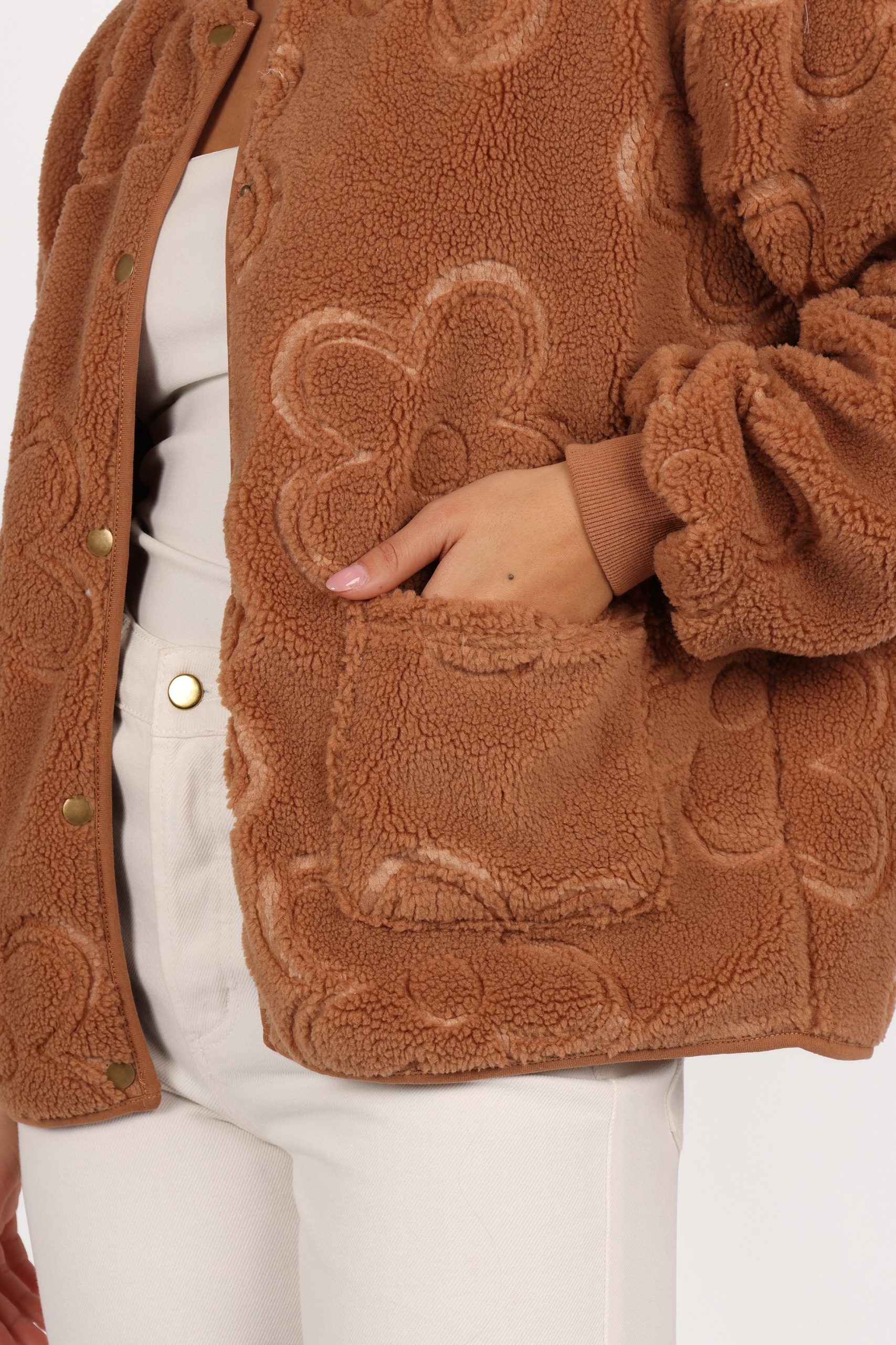 Lasky Flower Pattern Button Down Jacket - Camel - Image 6