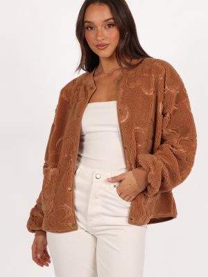 Lasky Flower Pattern Button Down Jacket - Camel