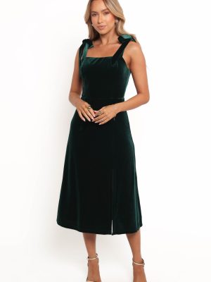 Laurel Velvet Midi Dress - Emerald Green