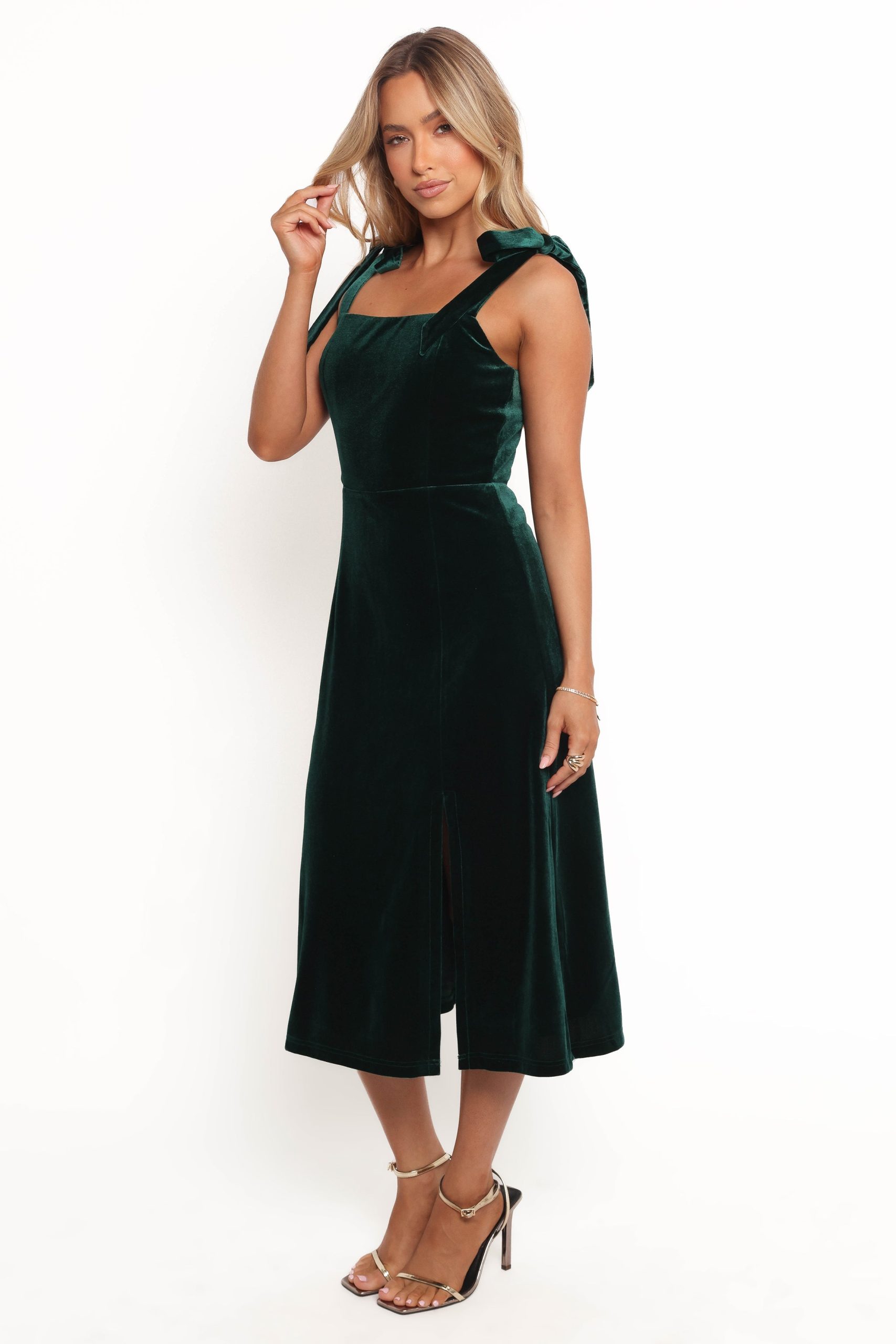 Laurel Velvet Midi Dress - Emerald Green - Image 2