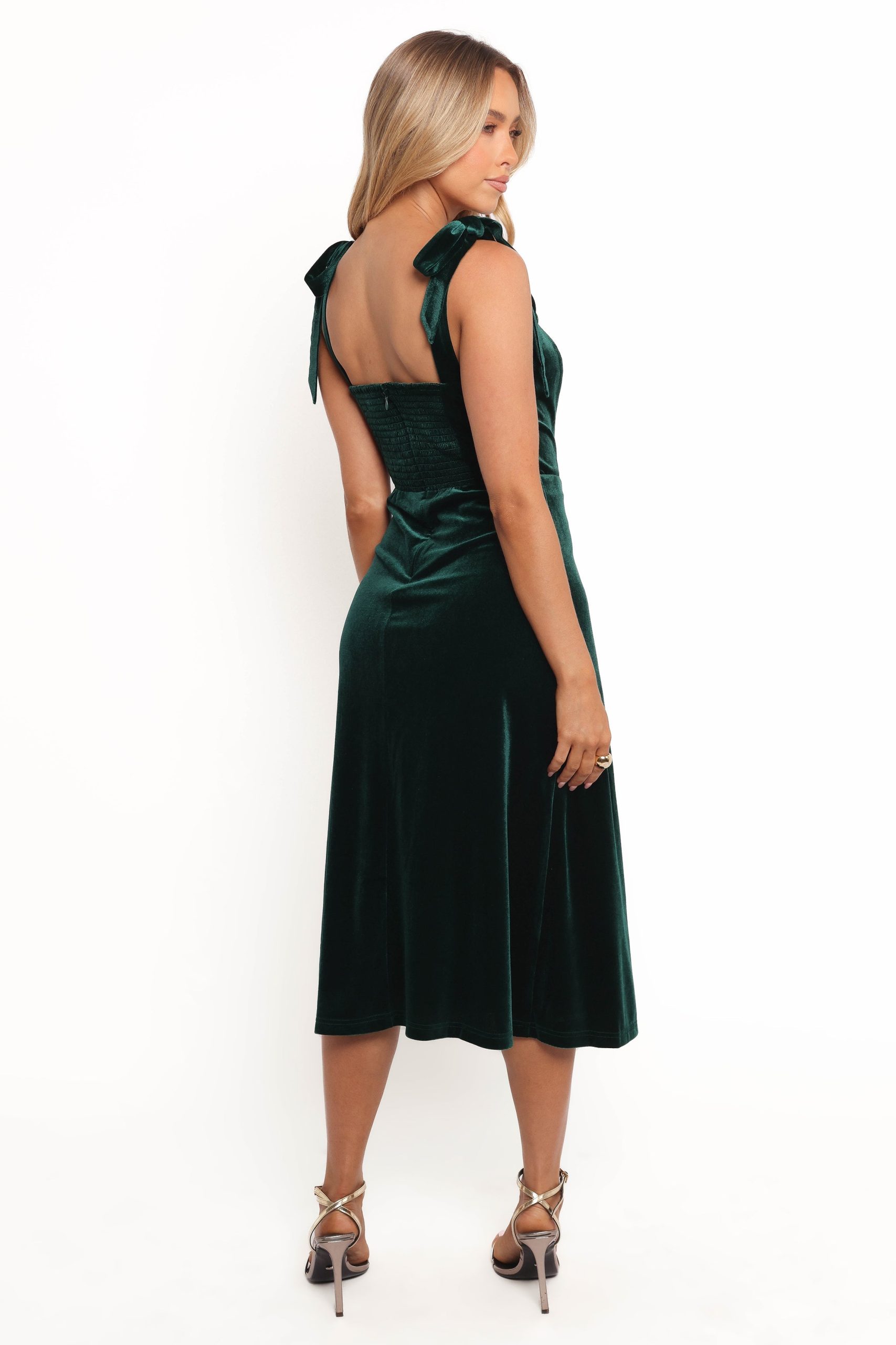 Laurel Velvet Midi Dress - Emerald Green - Image 3