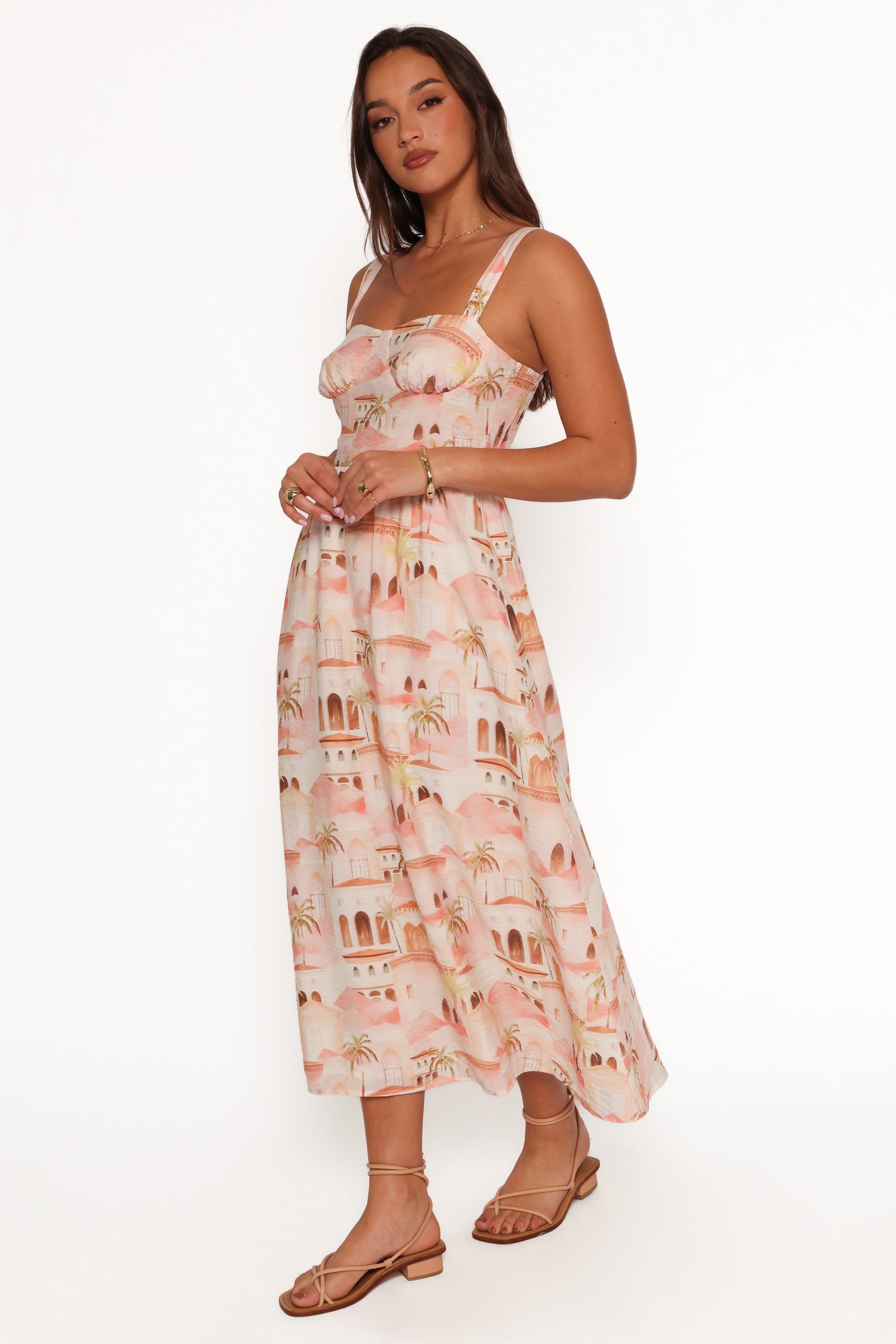 Laurette Midi Dress - Tan Print - Image 5