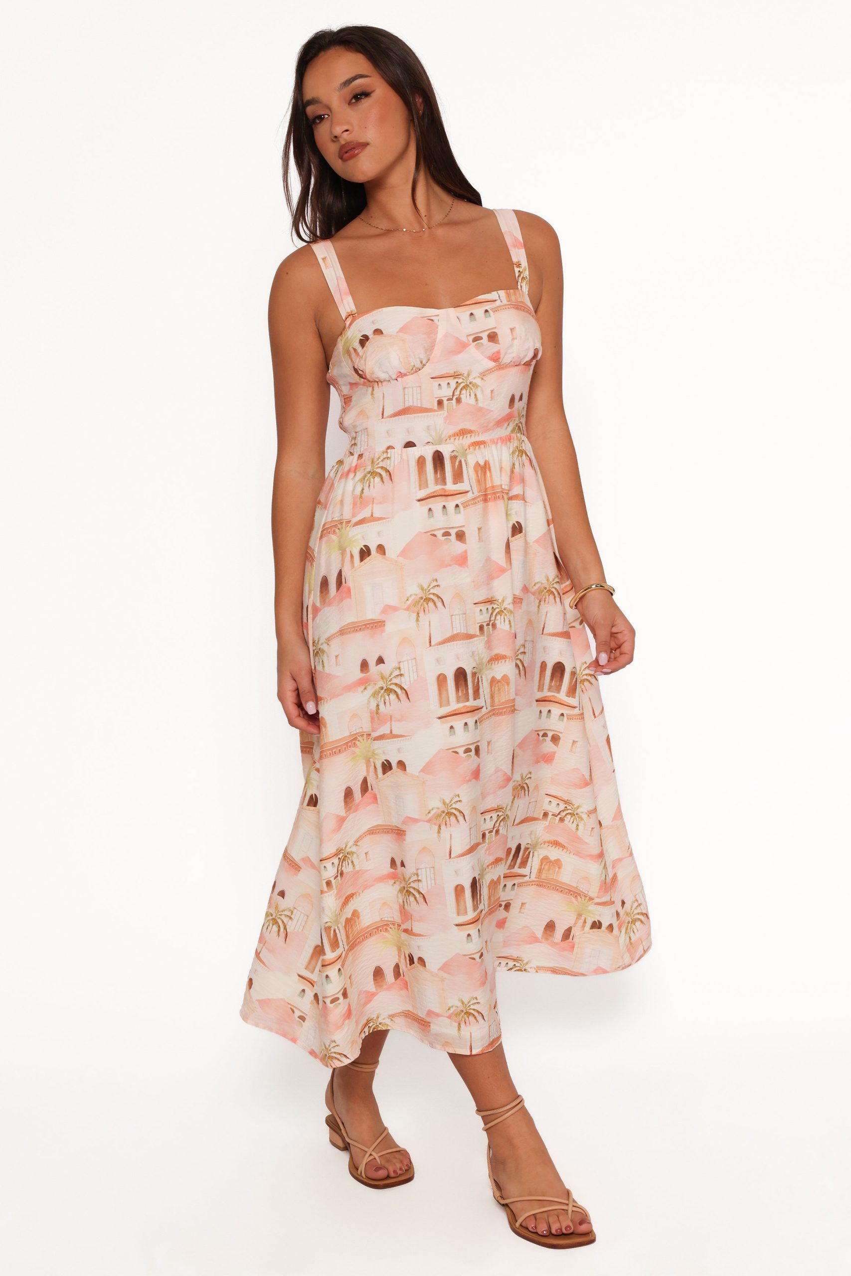 Laurette Midi Dress - Tan Print - Image 7