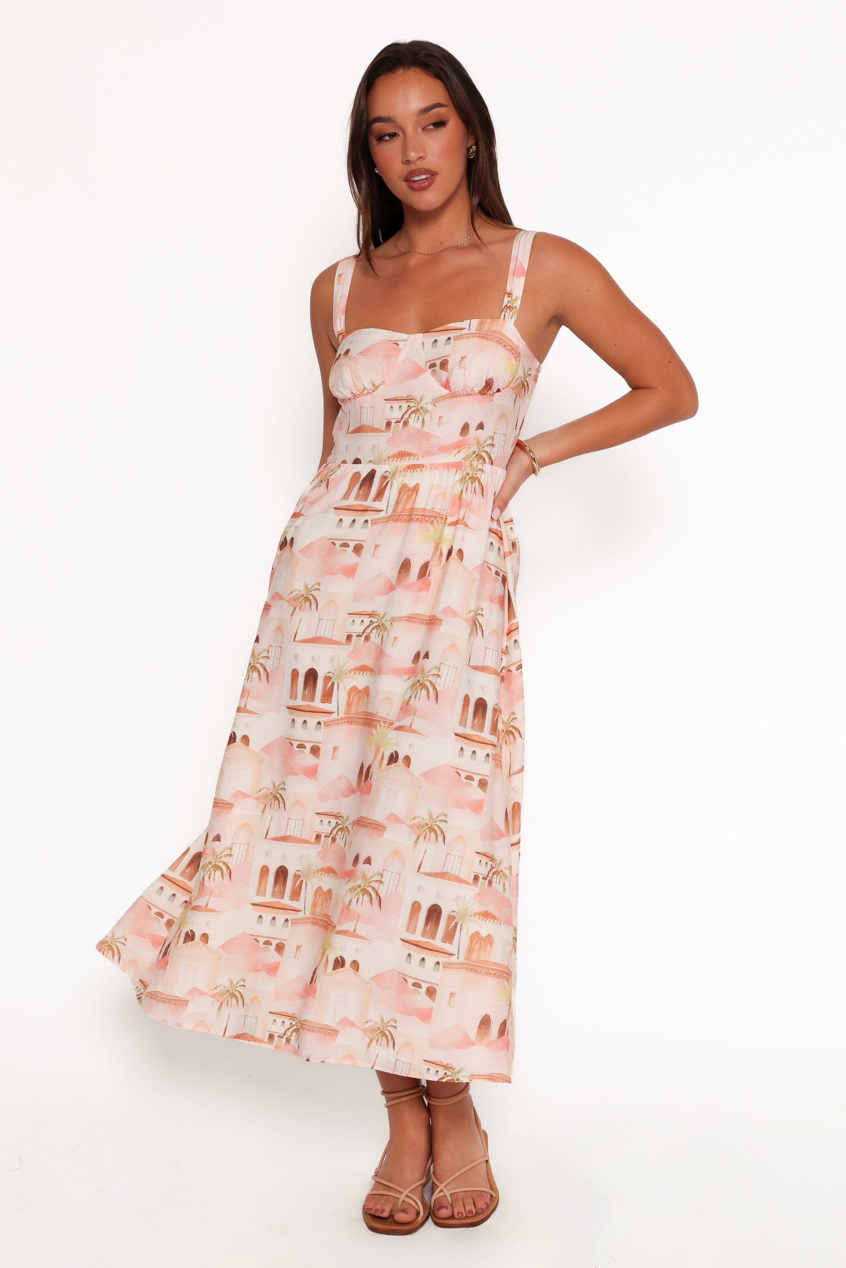 Laurette Midi Dress - Tan Print - Image 3
