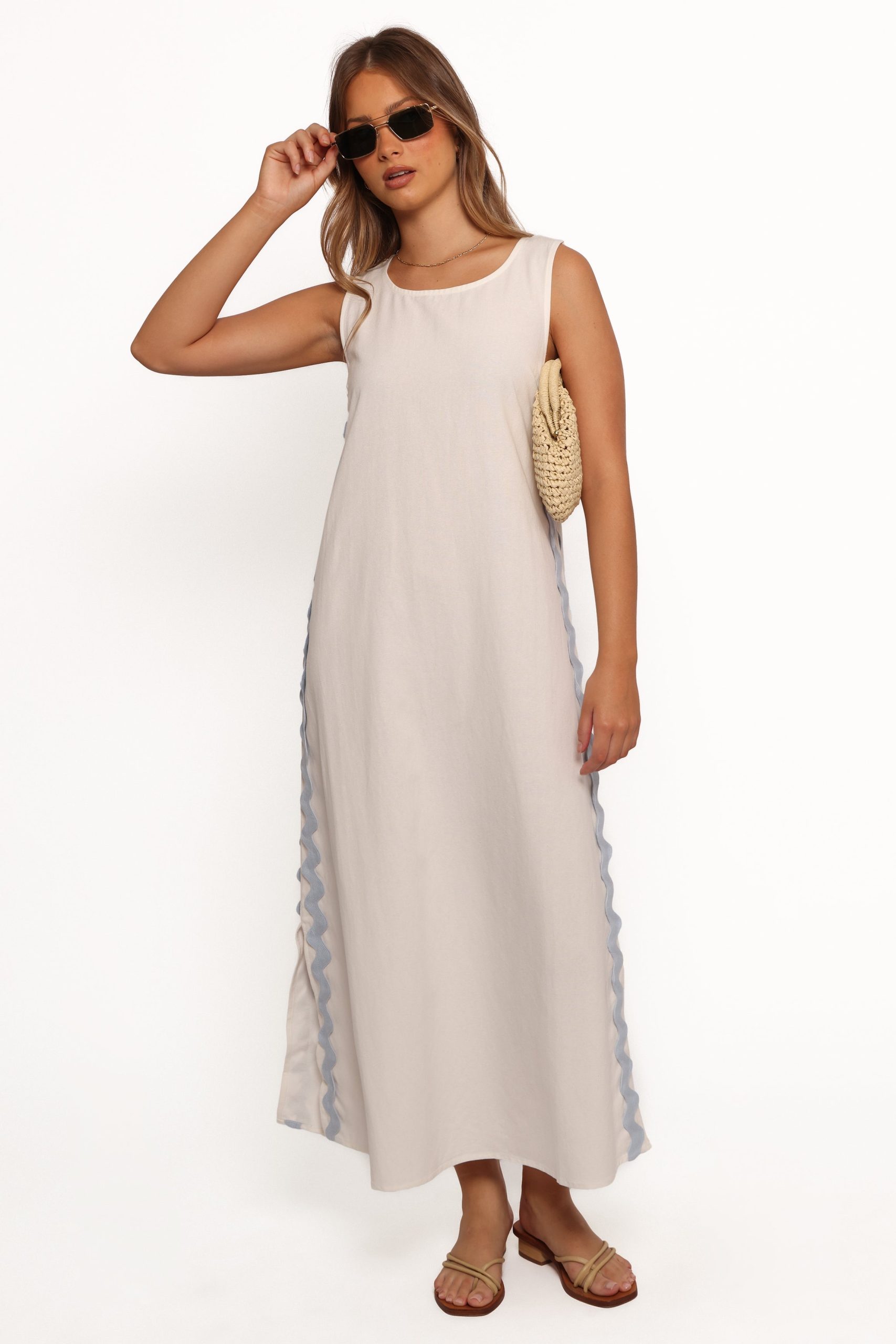 Lennie Midi Dress - Cream Blue - Image 8